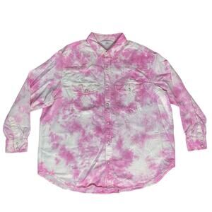 Pearl Button Up Tie Dye Denim Shirt